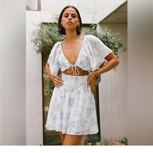 Sabo Skirt Sky Blue and White Floral Mini Dress